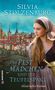 "Historischer Roman: Das Pestmädchen und der Teufelspakt" von Silvia Stolzenburg. Eine junge Frau vor mittelalterlicher Stadt., Buch