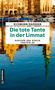 "Die tote Tante aus der Limmat. Hansson und Berger tauchen ab." Unteres Drittel zeigt Wasser mit Spiegelungen von Gebäuden., Buch