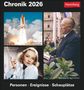 "Chronik 2026", "28.1.1986 Explosion der US-Raumfähre Challenger", "27.12.1901 Geburtstag von Marlene Dietrich", "5.1.1876 Geburtstag von Konrad Adenauer". Links ein Raketenstart, unten Dietrich mit Zigarette, rechts ein älterer Herr am Podium.