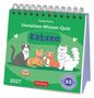 „Unnützes-Wissen-Quiz: Katzen“, Stefan Heine. Vier bunte Katzen, verspielt dargestellt, auf einem grünen Hintergrund.