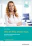"Was die PDL wissen muss", hellblaues Logo mit Herz, lächelnde Frau in weißer Bluse, modernes Büro im Hintergrund., Buch