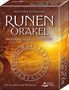 „ANTARA REIMANN, RUNEN ORAKEL, Im Einklang mit den ELEMENTEN. Set mit Buch und 39 Karten.“ Im Hintergrund Sonnenuntergang., Buch