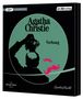 "Agatha Christie", "Vorhang", "Ein Hercule Poirot Krimi". Silhouette eines Mannes mit Hut, pinkes Schnurrbart-Design., MP3-CD