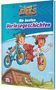 "Super Bikes. Die besten Vorlesegeschichten." Zwei Kinder mit Helmen fahren lachend auf bunten Fahrrädern über eine Rampe., Buch
