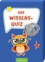Text: "Das Wissens-Quiz". Illustration: Eine Eule mit Brille und ein gelber Stern auf blauem Hintergrund., Buch