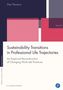 Text: "Sustainability Transitions in Professional Life Trajectories." Farben: Dunkelblau, Rosa. Verlag: Barbara Budrich., Buch