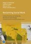 Oben stehen vier Namen. Darunter: "Reclaiming Social Work". Darunter: Text über kritische Praxis. Unten: Abstrakte gelbe Kunst., Buch