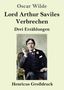 Oscar Wilde, Lord Arthur Saviles Verbrechen, Drei Erzählungen, Henricus Großdruck. Bild eines Mannes auf einem Stuhl., Buch