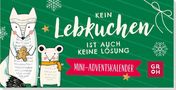 „Kein Lebkuchen ist auch keine Lösung. MINI-ADVENTSKALENDER.“ Illustration: Fuchs hält Lebkuchen, Maus trägt Schal. Schnee., Buch