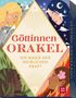 "Göttinnen-Orakel: Die Magie der weiblichen Kraft." Illustrationen von vier Göttinnen, jede mit einem Element verbunden., Buch