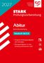 STARK Prüfungsvorbereitung 2027 für Abitur Deutsch GK/LK mit Aufgaben und Lösungen. Rotes Design mit Logos und Symbolen.