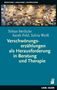 "Verschwörungserzählungen als Herausforderung in Beratung und Therapie." Oben ein chaotisches Netz aus Fäden und Bildern., Buch