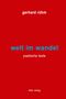 "gerhard rühm. welt im wandel. poetische texte. ritter verlag." Weiße und blaue Schrift auf rotem Hintergrund., Buch