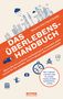 "Das Überlebenshandbuch" von Benjamin Arlet und Daniel Schäfer. Zeichnungen von Häusern, Taschenlampe, Kompass., Buch