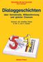 "Dialoggeschichten" über Demokratie. Buch mit den Zahlen 5 und 1. Text von Barbara Peters.