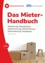 „Das Mieter-Handbuch“ von Ulrich Ropertz; Themen wie Mietvertrag und Kündigung; Logos oben; Kartons und Hocker unten., Buch