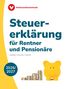 "Steuererklärung für Rentner und Pensionäre 2026/2027". Logo der Verbraucherzentrale, gelbes Sparschwein, Münzstapel., Buch