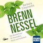 Text: "Brennnessel" in großen grünen Buchstaben, "Das Wunderkraut für Gesundheit, Küche und Schönheit". Grüne Brennnesselblätter., MP3-CD
