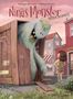 „Ninas Monster“; „Falsche Lieferung“; ein großes, flauschiges Monster schaut aus einer Kiste, ein Kind sieht neugierig zu., Buch