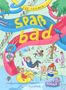 „Spaßbad“, „Fee Krämer“, „mit Bildern von Tine Schulz“. Bunte Wasserpark-Szene mit Rutschen, Palmen und spielenden Menschen., Buch