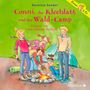"Conni, das Kleeblatt und das Wald-Camp." Vier Kinder beim Lagerfeuer, Zelt im Hintergrund, fröhliche Szene., 2 CDs