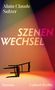 „Alain Claude Sulzer, SZENENWECHSEL, Roman, Galiani Berlin.“ Ein umgekippter Stuhl auf buntem Hintergrund., Buch