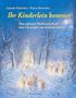 Titel: "Ihr Kinderlein kommet". Illustration einer Winterlandschaft mit Kindern, die zur beleuchteten Kirche gehen., Buch