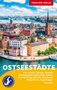"Ostseestädte", Städte wie Kiel, Lübeck, Riga; bunte Gebäude, Gewässer im Hintergrund, Kreuzfahrtschiff, blauer Himmel., Buch