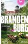 Titel: "Sehnsuchtsorte in Brandenburg". Untertitel: "Refugien für den kleinen Urlaub". Idylle mit Liegestühlen am Wasser., Buch