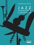 "Florian Ross: Jazz Composer's Companion" auf türkisfarbenem Hintergrund. Silhouette eines Taschenmessers mit Instrumenten., Buch