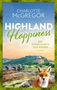 Text: "Charlotte McGregor, Highland Happiness, Die Sternwarte von Kirkby, Roman." Landschaft mit Brücke, Turm und Fuchs., Buch