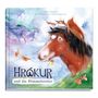„Hrôkur und die Himmelsreiter“ von Sophia Drescher, Ralf Wendland & Sibylle Engstrom. Illustration: Pferd mit Fuchs und Schmetterlingen., Buch