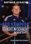 „Dietmar Schacht. Der Kämpfer: Schicht im Schacht.“ Ein Mann in Sportkleidung hält ein Geländer fest., Buch