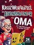 "Kreuzworträtsel der Adventskalender für Oma. 24 Tage Rätselspaß in großer Schrift. 24x Rätselspaß." Illustration älterer Frau mit Katze., Buch