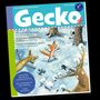 "Gecko" oben, Titel: "Pia und die Seifentiere", "Winterschlafmittel", "Emma will mit Maxi spielen". Tiere spielen im Schnee., Buch
