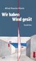 "Wir haben Wind gesät", Alfred Roesler-Kleint, Gedichte. Illustration mit roten Pfeilen in einem geometrischen Raum., Buch
