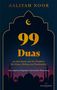 "99 Duas aus dem Koran und den Hadithen..." in goldener Schrift vor Nachthimmel, Silhouette von Moscheen im Vordergrund., Buch