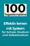 "100 Tageslernpläne. Effektiv lernen mit System für Schule, Studium und Selbststudium." Hintergrund in Türkis., Buch