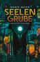 "SEELEN GRUBE: DER LETZTE SCHLÜSSEL" von "MARIE MEIER". Sci-Fi-Stadt, Neonlichter, schwebende Schiffe, mystisches Wesen., Buch