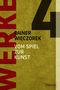 „Rainer Wieczorek, Vom Spiel zur Kunst“. Großes „WERKE 4“ und unten rechts das Logo „Dittrich“. Hintergrund in Olivgrün., Buch