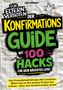 Text auf kariertem Hintergrund: "Für Eltern verboten. Der Konfirmations-Guide mit 100 Hacks für dein nächstes Level.", Buch