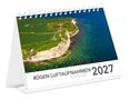 "RÜGEN LUFTAUFNAHMEN kompakt 2027" steht unter einem Foto mit Küstenlandschaft und Feldern.