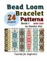 "Bead Loom Bracelet Patterns Book 1" von Natalee Alex, enthält 24 Projekte. Sechs bunte Perlenarmbänder sind abgebildet., Buch