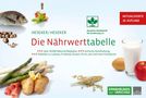 Titel: "Die Nährwerttabelle". Logo der Deutschen Gesellschaft für Ernährung neben Fisch, Gemüse und Milch., Buch