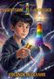 „Leuchtturm der Abenteuer: Freunde in Gefahr“. Junge mit Regenbogen-Taschenlampe vor buntem Leuchtturm im Weltraum., Buch