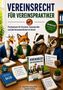 „Vereinsrecht für Vereinspraktiker“, Tiere tragen Anzüge, sitzen an einem Tisch mit Büchern und Notizblöcken.