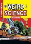 Comic-Cover mit dem Titel "Weird Science". Astronauten und Dinosaurier vor Rakete und Vulkan. Fantastische, bunte Szene.