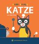 ANIMANIMALS KATZE von Julia Ocker. Eine fröhliche Katze mit Schürze und Kochlöffel steht neben einem Topf, aus dem Mäuse schauen., Buch