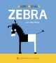 "ANIMANIMALS ZEBRA von Julia Ocker" steht auf einem blauen Hintergrund mit einer stilisierten Zebra-Illustration., Buch
