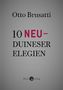 "Otto Brusatti" oben, "10 NEU-DUINESER ELEGIEN" groß zentriert, "Morio Verlag" mit Logo unten. Grauer Hintergrund.